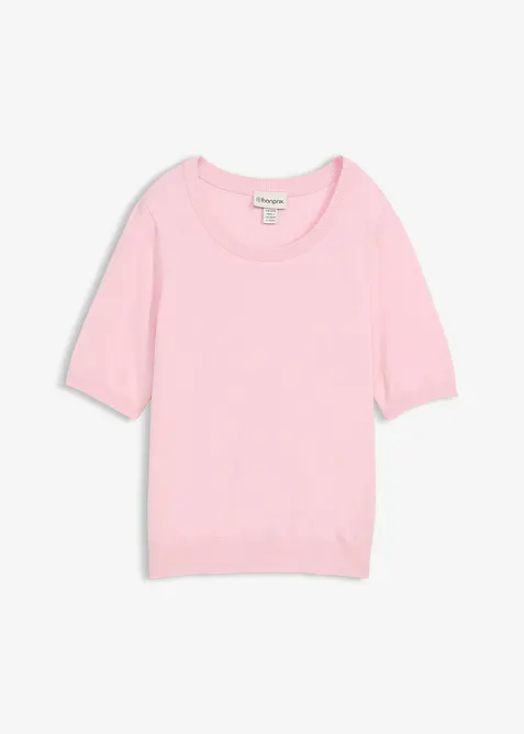 Feinstrickpullover in rosa von vorne - bonprix