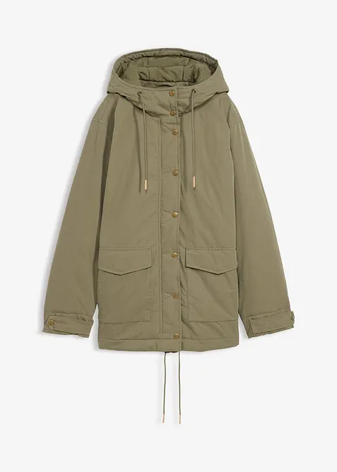Warm wattierter Parka in grün von vorne - bonprix