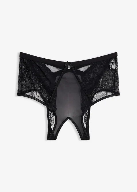 High Waist Slip ouvert in schwarz von vorne - bonprix