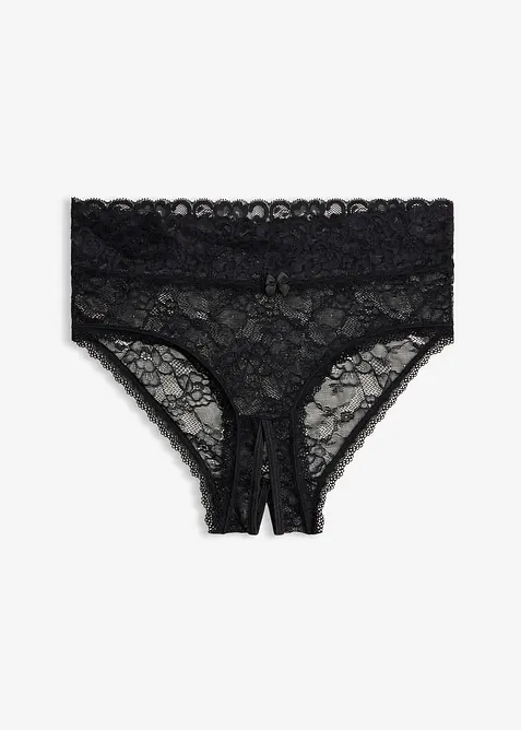 High Waist Slip ouvert in schwarz von vorne - bonprix