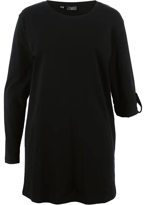 Longshirt aus reiner Baumwolle in schwarz von vorne - bonprix
