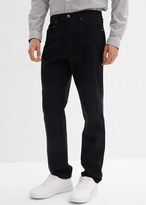 Classic Fit Stretch-Hose mit Dehnbund, Straight in schwarz von vorne - bonprix