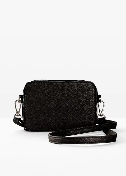 Mini-Umhängetasche mit abnehmbarem Taschengurt in schwarz von vorne - bonprix