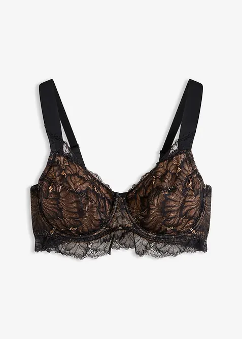 Minimizer-BH mit gepolsterten Trägern in schwarz von vorne - bonprix