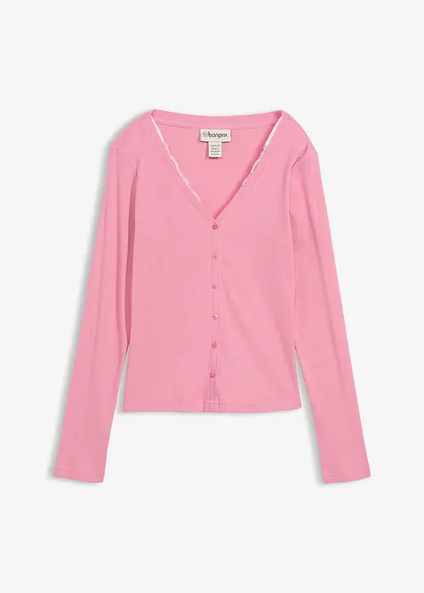 2-in-1-Shirt aus reiner Baumwolle in rosa von vorne - bonprix