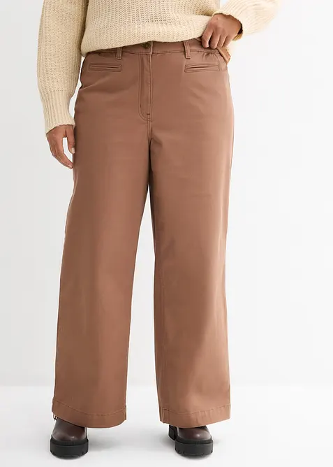 Twillhose aus elastischem Baumwoll-Mix in braun von vorne - bonprix