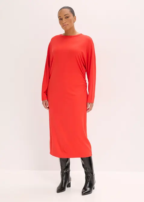 Midikleid aus bequemen Punto di Roma in rot von vorne (Totalaufnahme) - bonprix