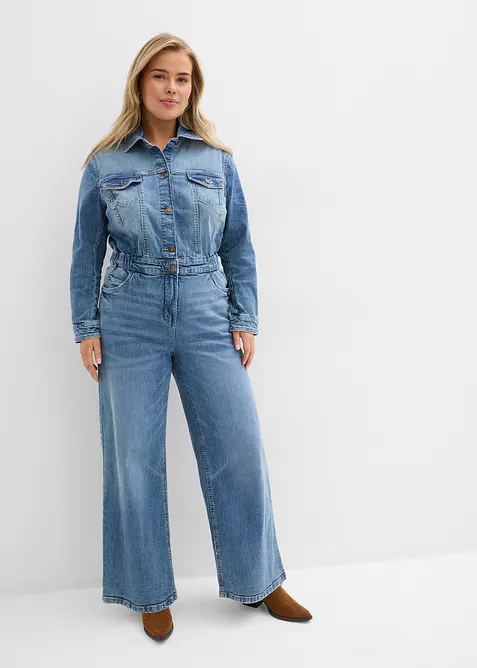 Jeans-Overall in blau von vorne (Totalaufnahme) - bonprix