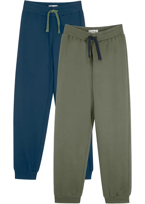 Jogginghose mit Baumwolle (2er Pack) in blau von vorne - bonprix