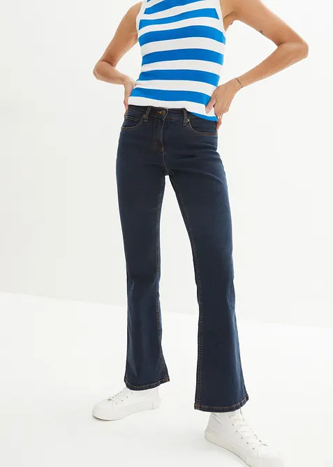 Bootcut-Jeans High Waist, Stretch in blau von vorne - bonprix