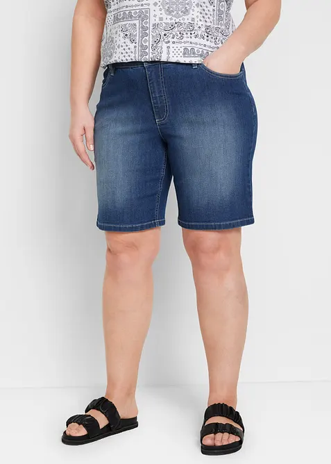 Jeans-Bermuda Mid Waist in blau von vorne - bonprix