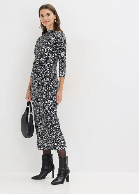Jerseykleid in schwarz im Look von vorne (Totalaufnahme) - bonprix
