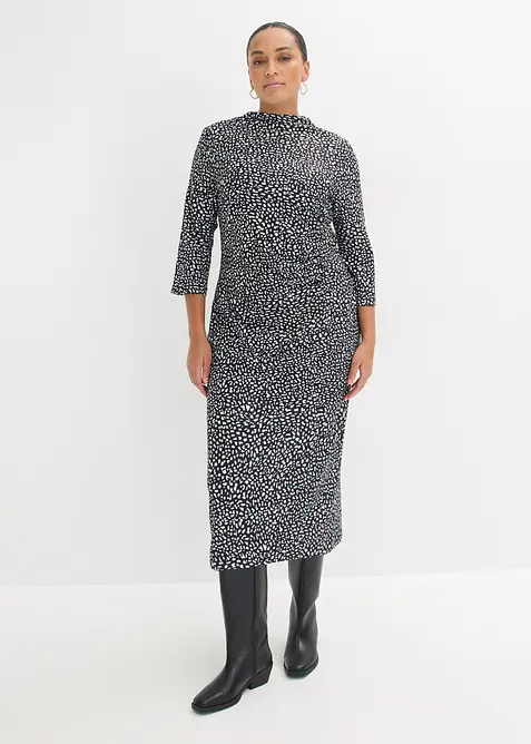 Jerseykleid in schwarz von vorne (Totalaufnahme) - bonprix