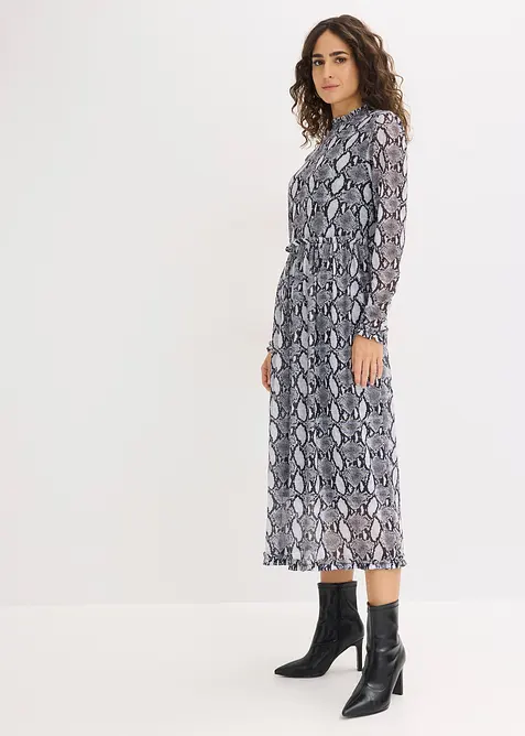Midikleid aus softem Mesh in schwarz im Look von vorne (Totalaufnahme) - bonprix