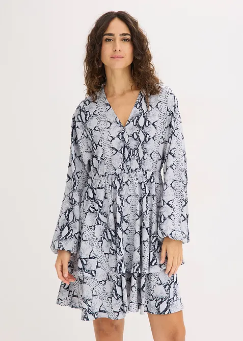 bedrucktes Kleid in schwarz von vorne (Totalaufnahme) - bonprix