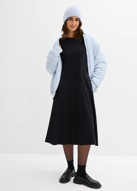 Shirtkleid aus schwerer Bio-Baumwolle in schwarz im Look von vorne (Totalaufnahme) - bonprix