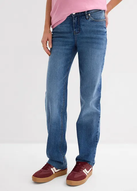 2-in-1 Jeans für die Schwangerschaft und danach, anpassbare Länge in blau von vorne - bonprix