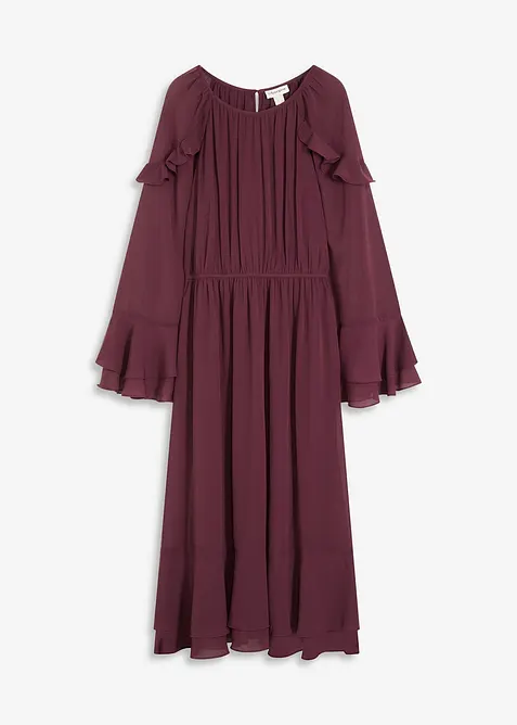 Chiffonkleid mit Volants in rot von vorne - bonprix
