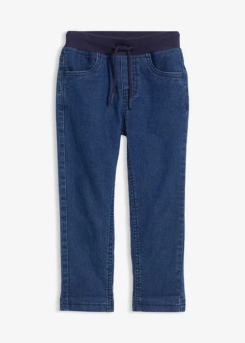 Jungen Thermojeans mit Jerseyfutter in blau von vorne - bonprix