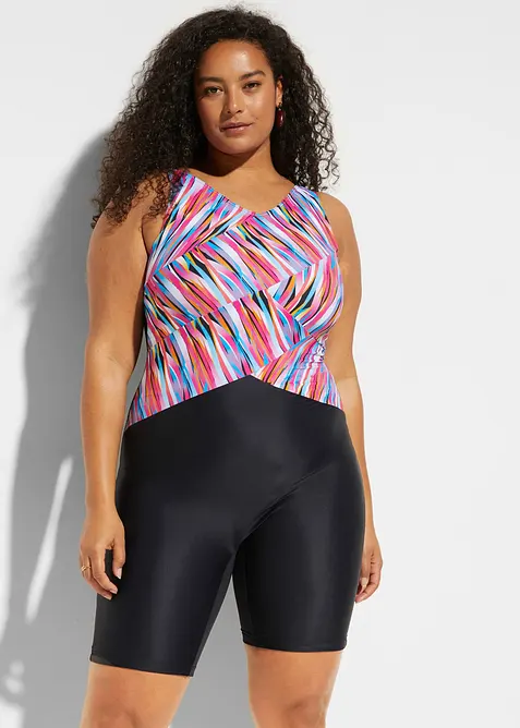 Light Shape-Badeanzug mit Bein in schwarz von vorne (Totalaufnahme) - bonprix