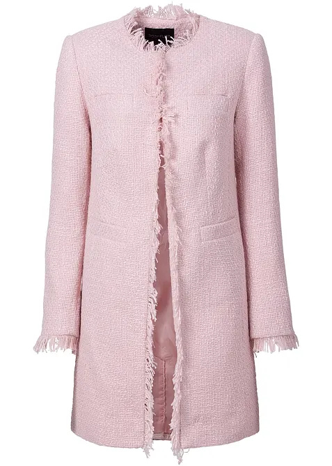 Bouclé Longblazer in rosa von vorne - bonprix