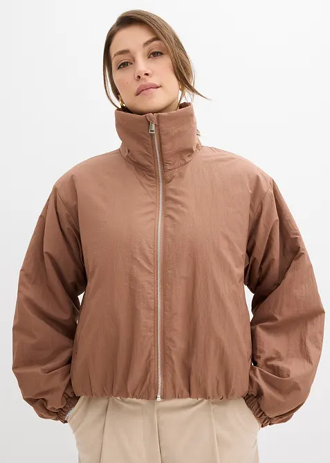 Wasserabweisender Blouson, Bubble-Saum in braun von vorne (im Anschnitt) - bonprix