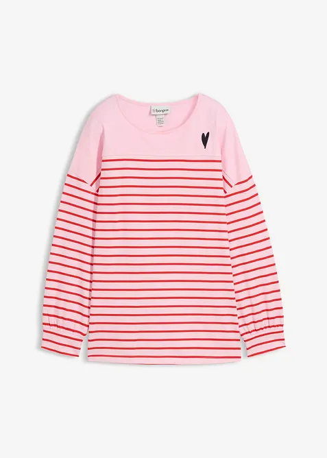 Langarmshirt aus reiner Bio-Baumwolle in rosa von vorne - bonprix