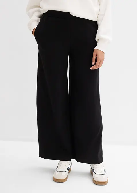Weite Jersey-Culotte aus reiner Bio-Baumwolle in schwarz von vorne - bonprix