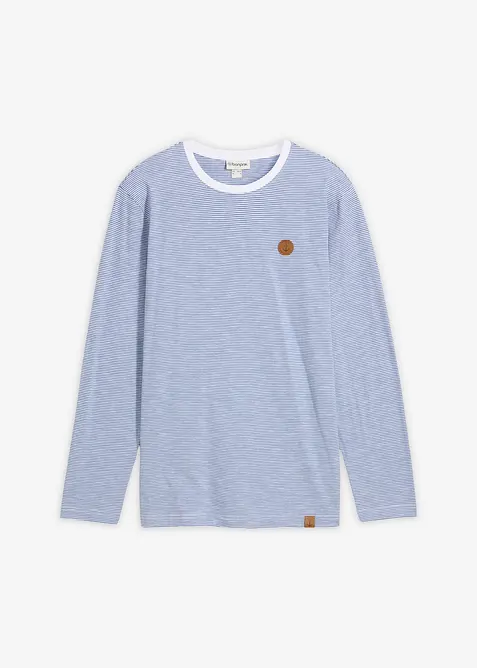 Langarmshirt aus reiner Bio-Baumwolle in blau von vorne - bonprix