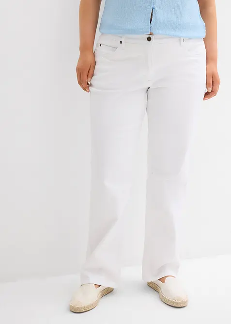Straight Jeans Mid Waist, Stretch in weiß von vorne - bonprix
