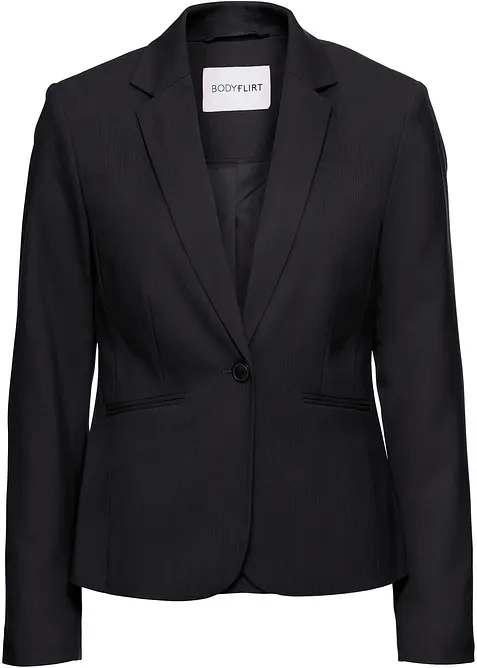 Blazer mit Paspeltaschen Petite in schwarz von vorne - bonprix