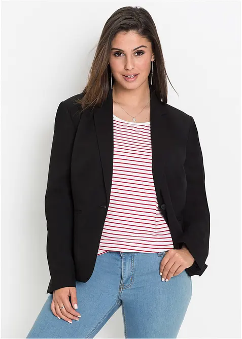 Blazer mit Paspeltaschen in schwarz von vorne (im Anschnitt) - bonprix