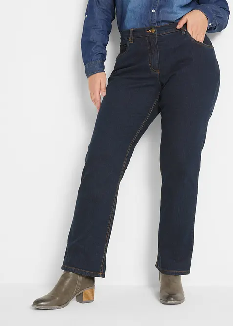 Straight Jeans Mid Waist, Stretch in blau von vorne - bonprix
