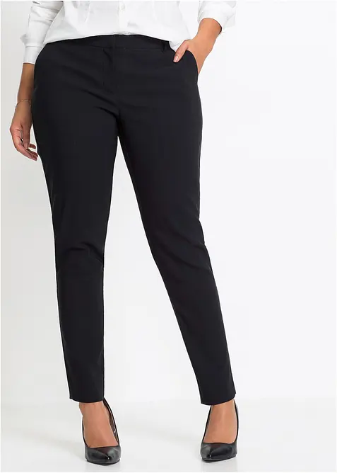 Stretch-Hose aus elastischem Bengalin in schwarz von vorne - bonprix