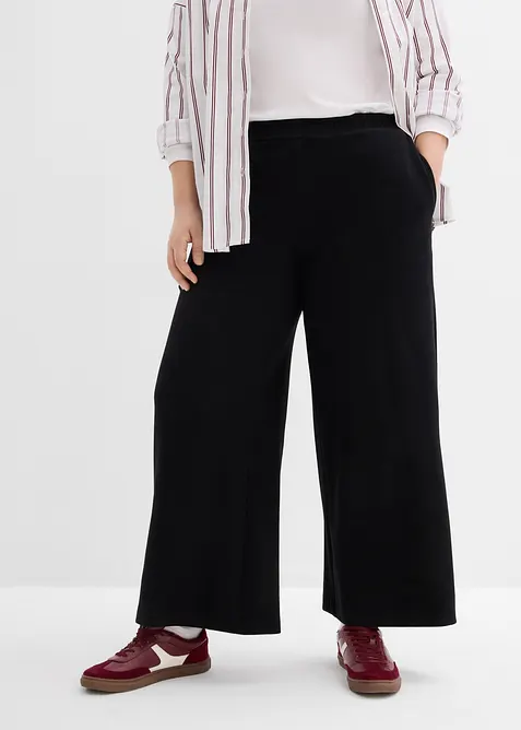 Weite Jersey-Culotte aus reiner Bio-Baumwolle in schwarz von vorne - bonprix
