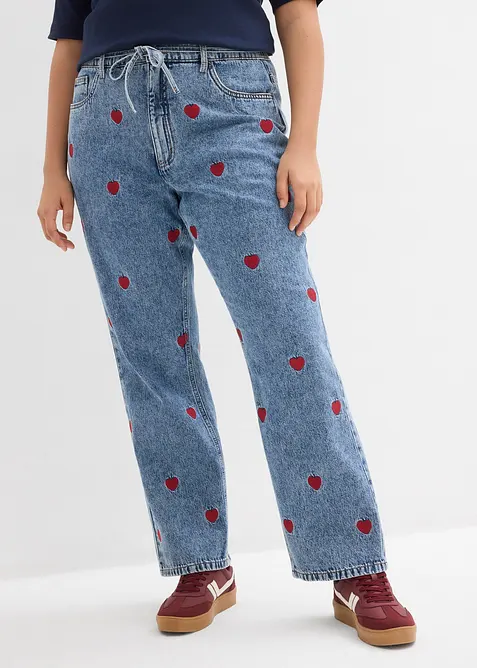 Loose Straight-Jeans High Waist, Baumwolle in blau von vorne - bonprix