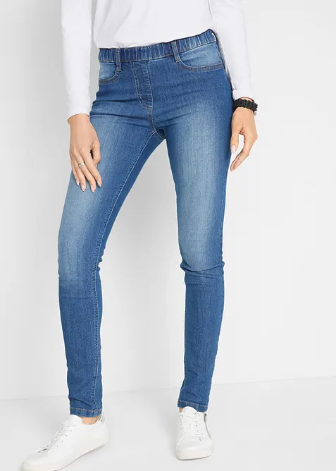 Jeggings Mid Waist, Bequembund in blau von vorne - bonprix