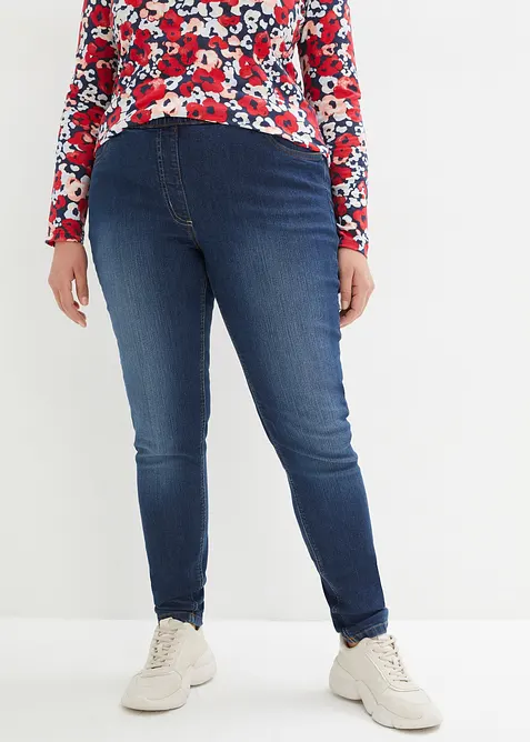 Jeggings Mid Waist, Bequembund in blau von vorne - bonprix
