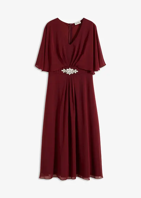 Chiffonkleid mit Strassstein-Applikation in rot von vorne - bonprix