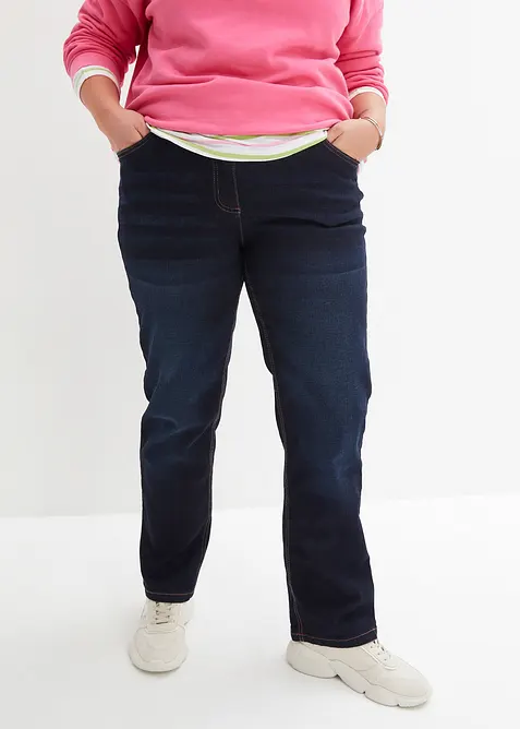 Straight-Jeans Mid Waist, Bequembund in blau von vorne - bonprix