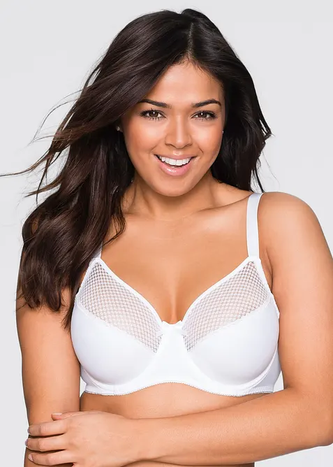 Minimizer-BH mit Mesh in weiß von vorne (im Anschnitt) - bonprix