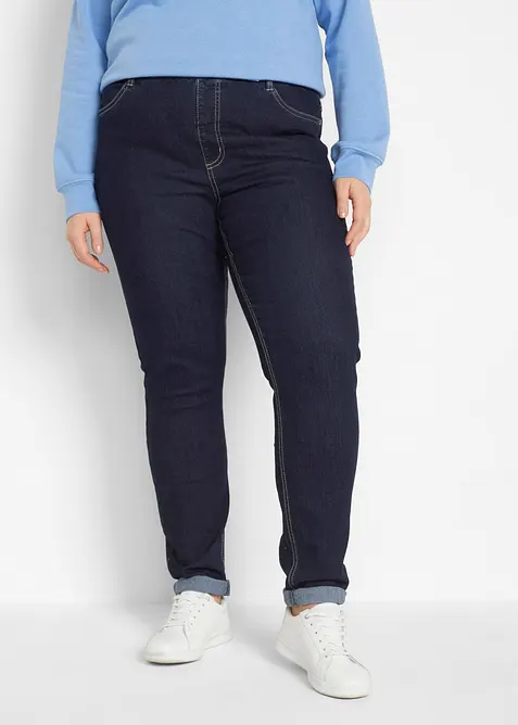 Jeggings High Waist, Bequembund in blau von vorne - bonprix