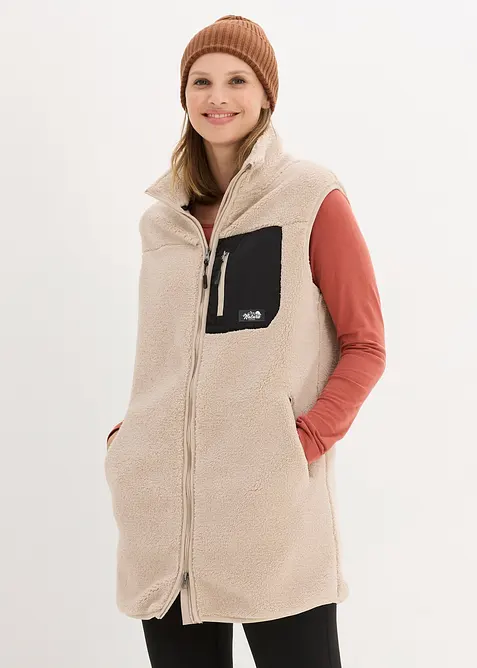 Teddy-Fleece-Weste in grau von vorne (im Anschnitt) - bonprix