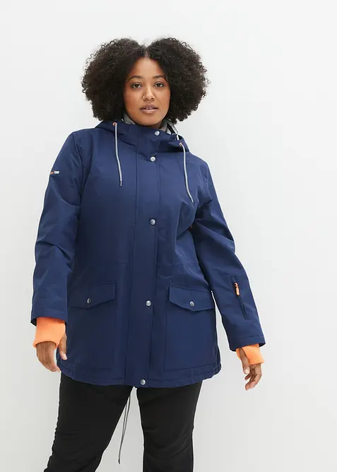 wasserdichte Funktions-Übergangsjacke in blau von vorne (im Anschnitt) - bonprix