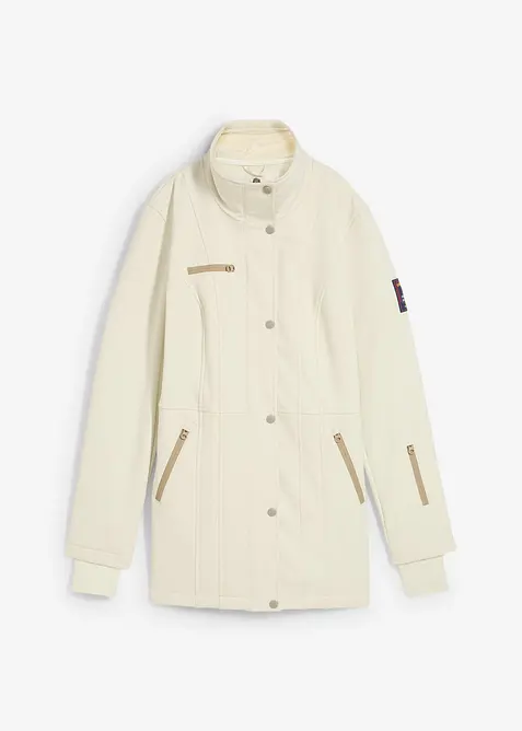 wasserabweisende Stretch-Softshell-Longjacke in grau von vorne - bonprix