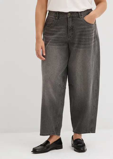 Ballon-Jeans Mid Waist in grau von vorne - bonprix