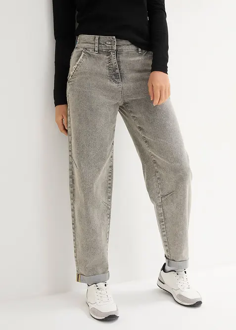 Boyfriend-Jeans mit Vintagewaschung in grau von vorne - bonprix