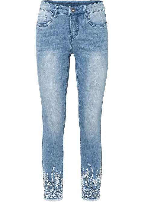Skinny Jeans, Mid Waist, cropped in blau von vorne - bonprix