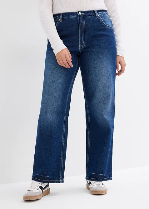 Loose-Straight-Jeans in blau von vorne - bonprix