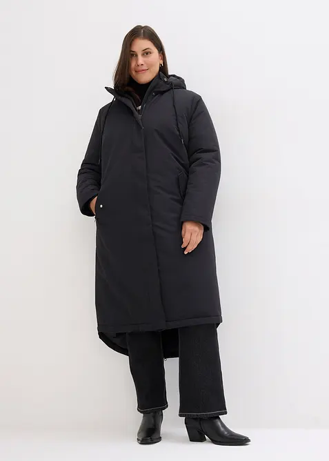 Wintermantel mit Innensteppung in schwarz von vorne (Totalaufnahme) - bonprix